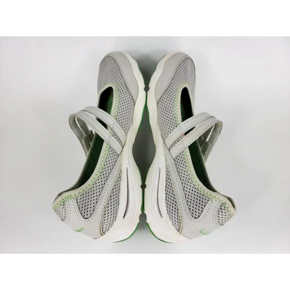LL Bean Two Strap Mary Jane Shoes Sneakers Womens Size 8 Gray White Green 260976 - Picture 8 of 9